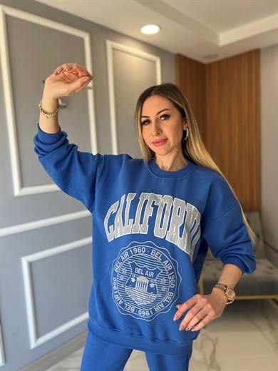 Calıfornia Baskılı Eşofman Takımı Mavi