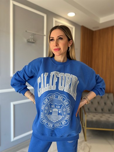Calıfornia Baskılı Eşofman Takımı Mavi