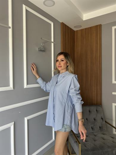 Çizgili Gömlek Mavi 