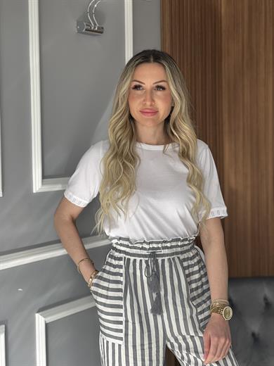 Çizgili Havuç Kesim Pantalon