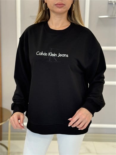 CN Premium Nakış Yazı Detaylı Sweatshirt Siyah