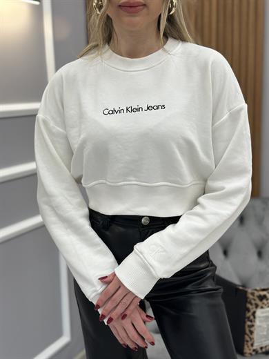 Cn Sweatshirt Yazı Detaylı Boyu Kemerde Ekru
