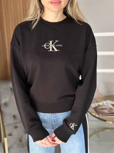 Cn Sweatshirt Yazı Detaylı Siyah