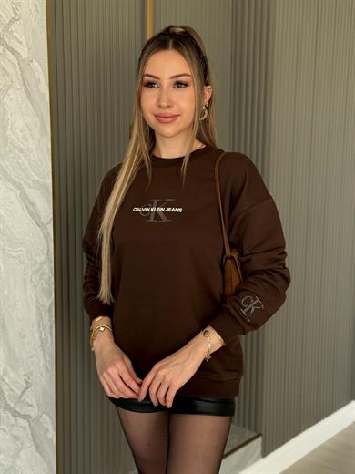 Cnk Bilek Detaylı Kahverengi Sweat Boyu 65 cm