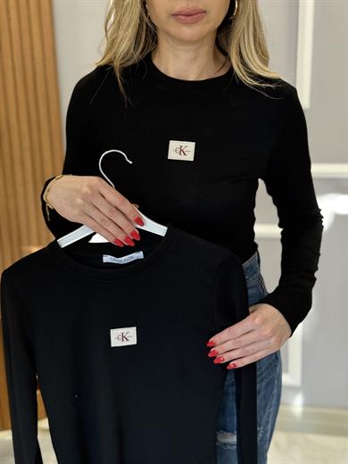 Cnk Bodysuit Likralı Nakış Yazılı Siyah