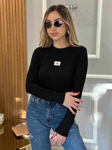 Cnk Bodysuit Likralı Nakış Yazılı Siyah