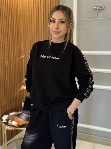 Cnk Kol Detaylı Sweat Siyah Boyu 65