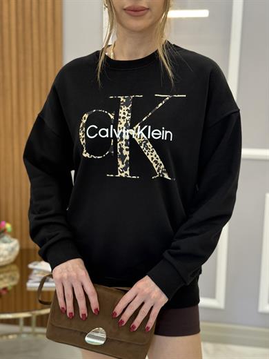 Cnk Leorenk Yazılı Siyah Sweatshirt