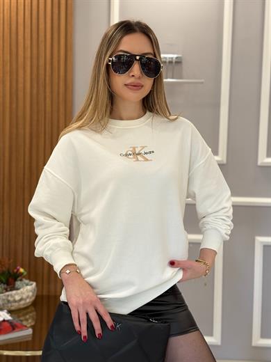 Cnk Nakış Yazılı Beyaz Sweatshirt 65cm
