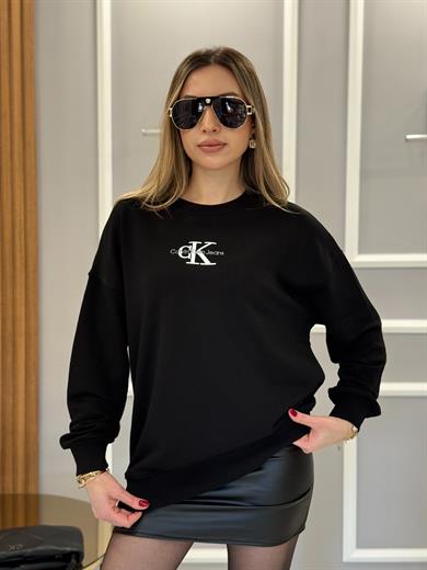 Cnk Nakış Yazılı Siyah Sweatshirt 65cm
