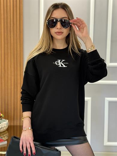Cnk Nakış Yazılı Siyah Sweatshirt 65cm