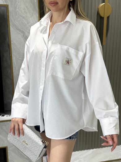 Cnk Oversize Gömlek Beyaz