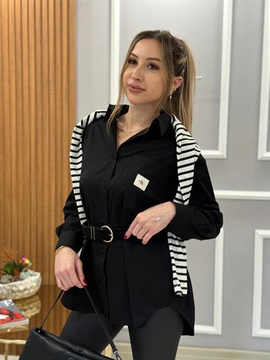 Cnk Oversize Siyah Gömlek 
