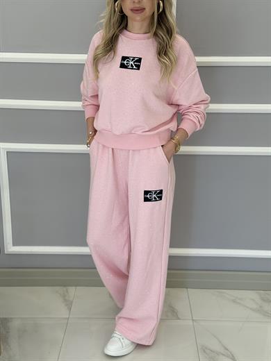 Cnk Pembe Takım Serpme Taşlı  Nakışlı