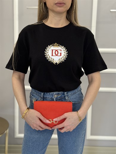 Dc Premium Nakış Yazılı Gold Detaylı Siyah Tişört 