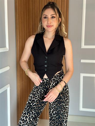 Elia Yelek Arka Detaylı Siyah