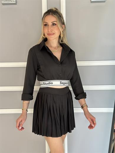 Etta Crop Gömlek Siyah