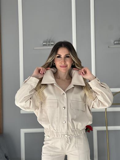 Gabardin Ceket Bej