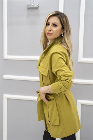 Gabardin Ceket Yağ Yeşili
