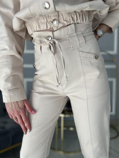 Gabardin Pantolon Bej