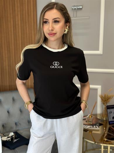 GC Premium Nakış Detaylı Tişört Siyah