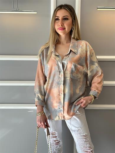 Gömlek Pembe Batik Desen