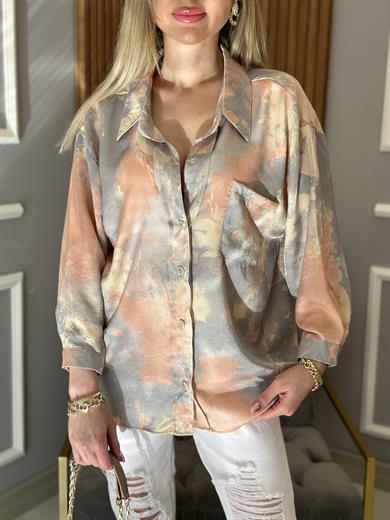 Gömlek Pembe Batik Desen
