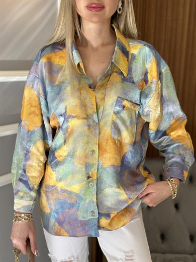 Gömlek Sarı Batik Desen