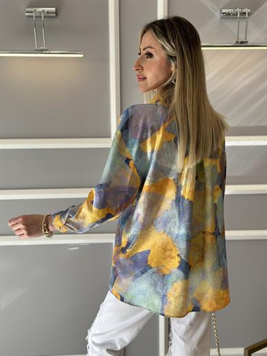 Gömlek Sarı Batik Desen