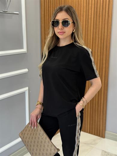 Gu Kol Detaylı 2 İplik Siyah Takım