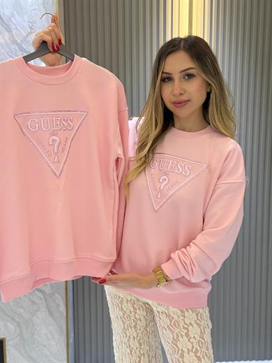 Gu Pembe Renk Nakış Yazılı Sweat Boyu 65 cm