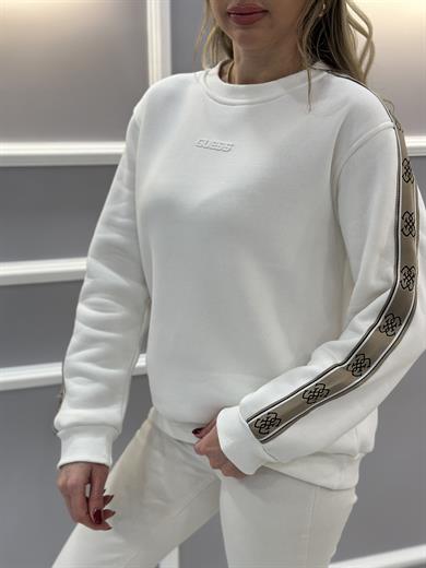 Gu Premium Sweatshirt Logo Detaylı Ekru