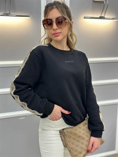 Gu Premium Sweatshirt Logo Detaylı Siyah