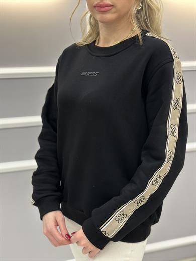 Gu Premium Sweatshirt Logo Detaylı Siyah