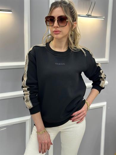 Gu Premium Sweatshirt Logo Detaylı Siyah