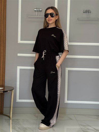 Gu Premium Yan Desen Geçişli Siyah Takım 