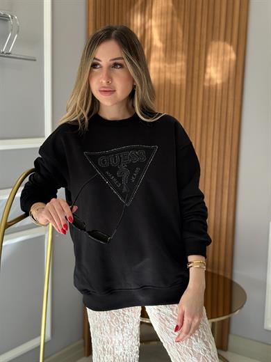 Gu Siyah Renk Nakış Yazılı Sweat Boyu 65 cm 
