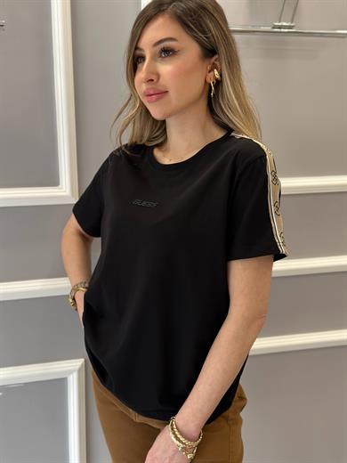Gu T-shirt Kol Detaylı Siyah