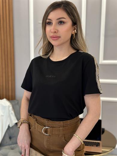 Gu T-shirt Kol Detaylı Siyah