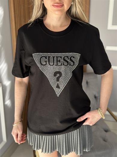 Gu T-shirt Üçgen Taşlı Siyah