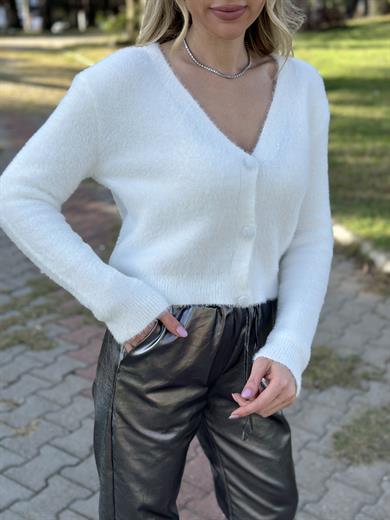 Hırka Yumoş Düğmeli Ekru