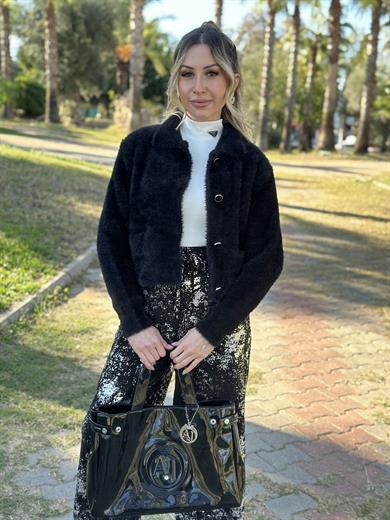 Hırka Yumoş Düğmeli Siyah 