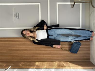 Jeans Beli Lastikli Palazzo Yandan Şeritli Mavi