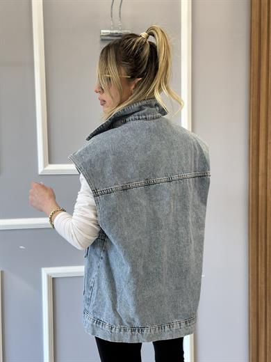 Kot Yelek Oversize Mavi