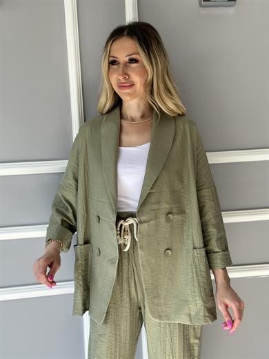 Kruvaze Ceket Haki Yeşil