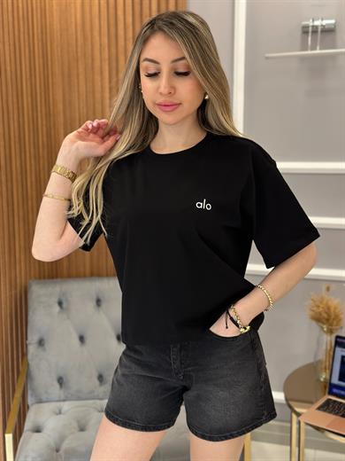 Lo Crop T-shirt 53 cm Siyah