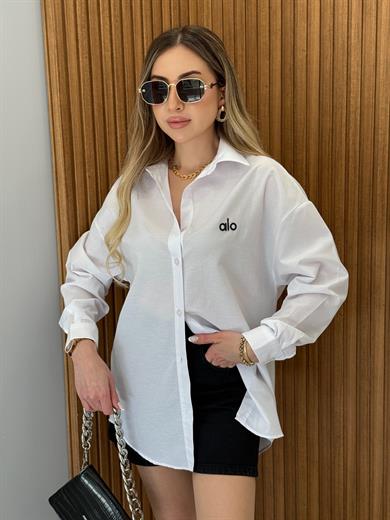 Lo Oversize Premium Gömlek Beyaz