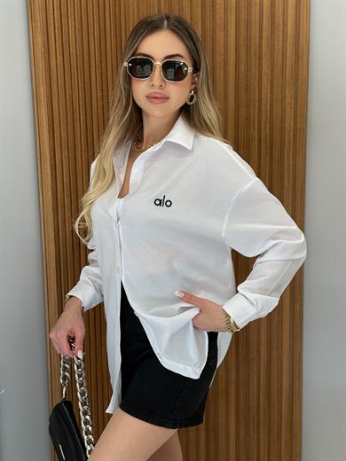 Lo Oversize Premium Gömlek Beyaz
