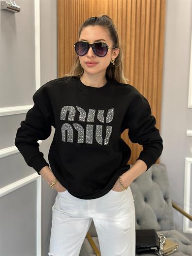 Mi Sweat Taşlı Siyah