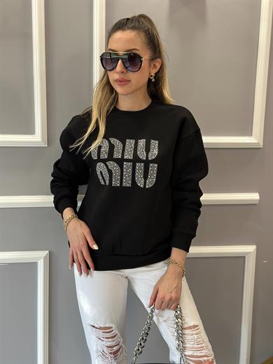 Mi Sweat Taşlı Siyah
